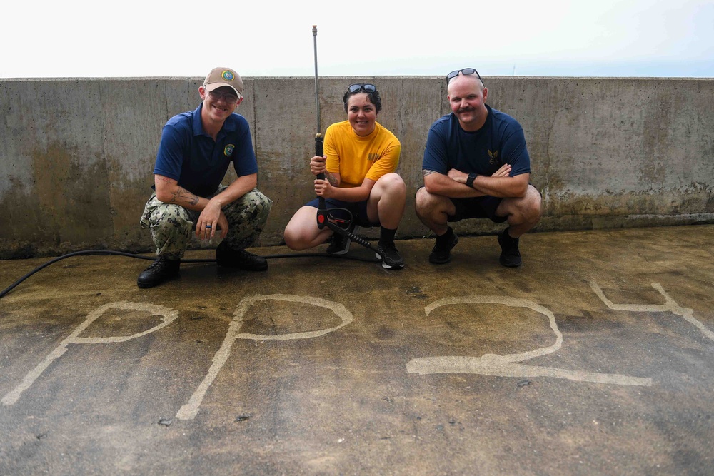 Pacific Partnership 2024-1: U.S. Navy Sailors Power Wash Parliament Building in Honiara