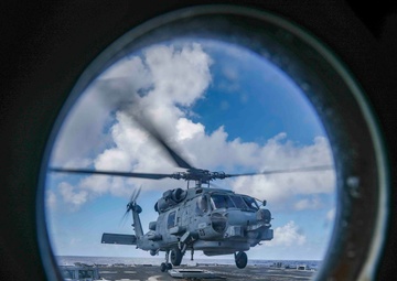 USS Shoup conducts flight operations Helicopter Maritime Strike Squadron 51