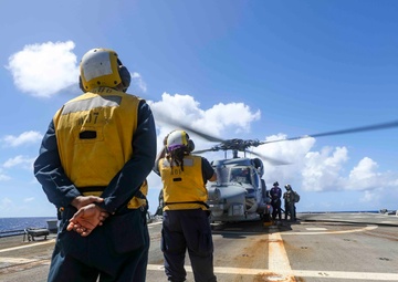 USS Shoup conducts flight operations Helicopter Maritime Strike Squadron 51