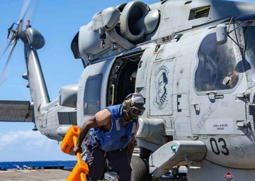 USS Shoup conducts flight operations Helicopter Maritime Strike Squadron 51