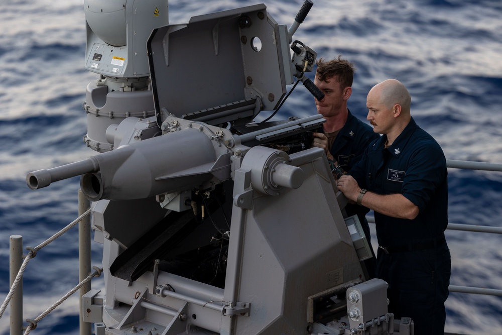 USS Bataan Conducts Mark 38 Gun Weapon System Maintenance