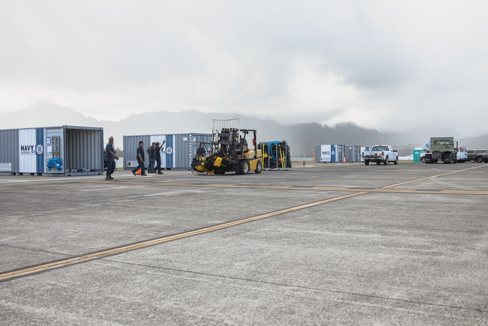 Emergency Ship Salvage Material Unloaded and Staged for Downed P-8A Salvage Efforts