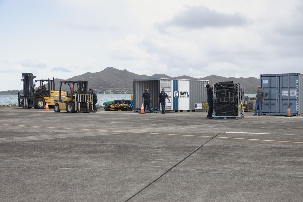 Emergency Ship Salvage Material Unloaded and Staged for Downed P-8A Salvage Efforts