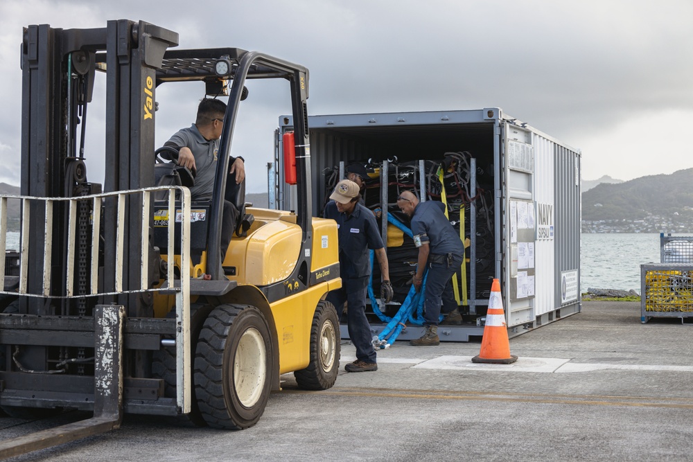 Emergency Ship Salvage Material Unloaded and Staged for Downed P-8A Salvage Efforts