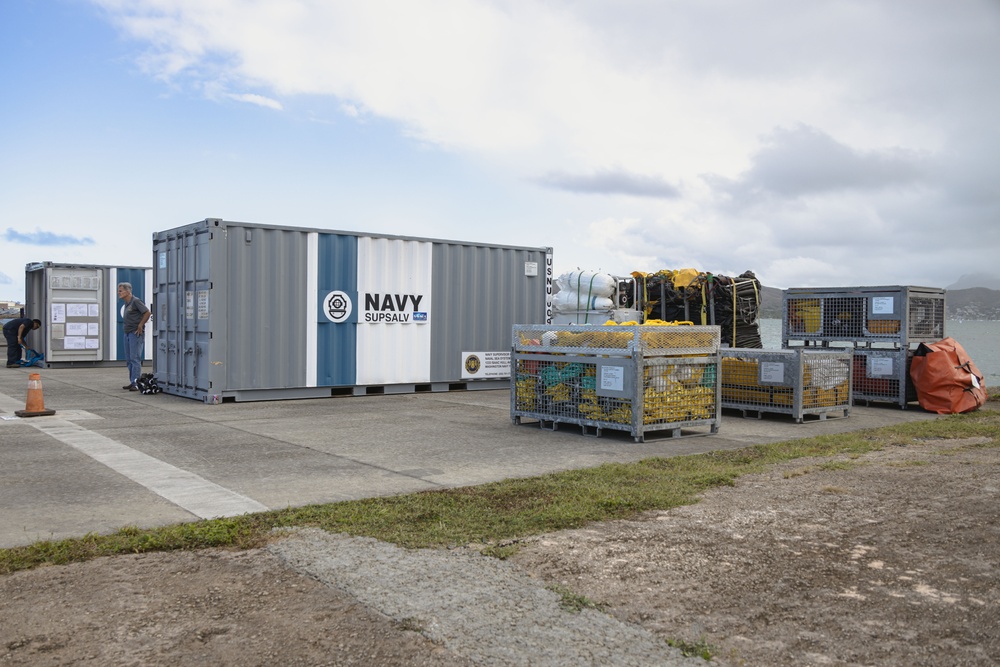 Emergency Ship Salvage Material Unloaded and Staged for Downed P-8A Salvage Efforts