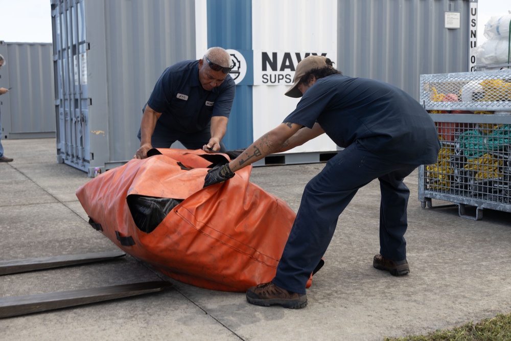 Emergency Ship Salvage Material Unloaded and Staged for Downed P-8A Salvage Efforts