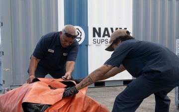 Emergency Ship Salvage Material Unloaded and Staged for Downed P-8A Salvage Efforts
