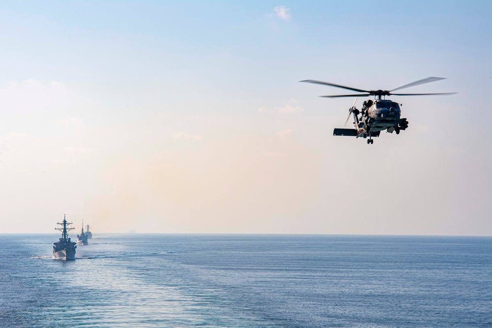 The Eisenhower Carrier Strike Group Transits the Strait of Hormuz