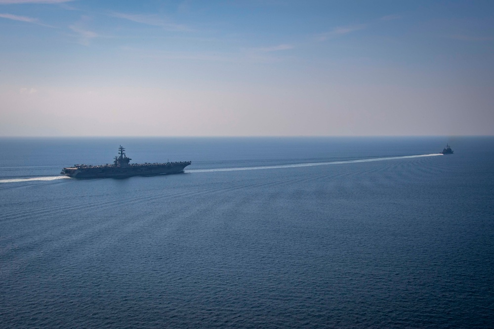 The Eisenhower Carrier Strike Group Transits the Strait of Hormuz