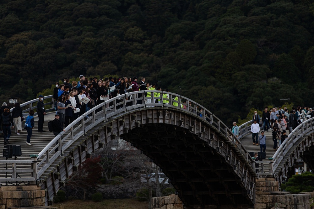 Students from Marine Corps Air Station Iwakuni performed with the local community for the 350th annual Kintaikyo Bridge Art Festival