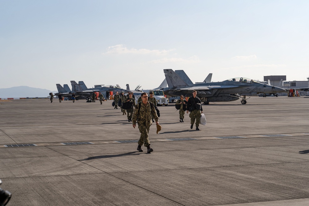 U.S. Navy Carrier Air Wing (CVW) 5 returns to Marine Corps Air Station Iwakuni.