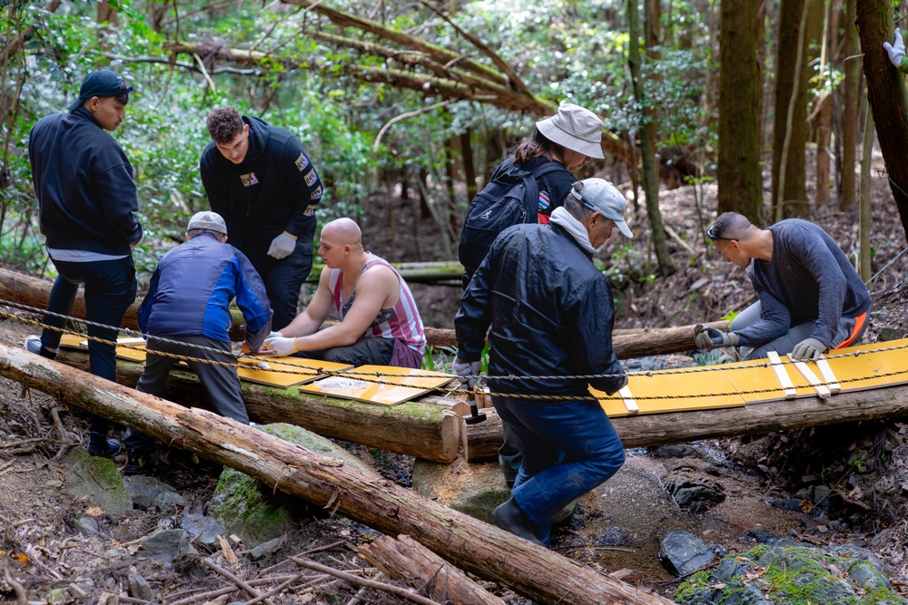 Marines from Marine Corps Air Station Iwakuni conduct maintenance at Iwakuni Old Road