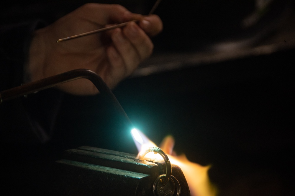 USS Ronald Reagan (CVN 76) Sailors practice welding