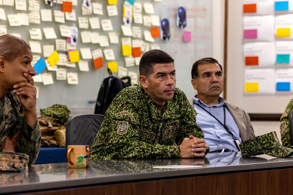 A Colombian marine corps delegation visits the Naval Small Craft Instruction and Technical Training School