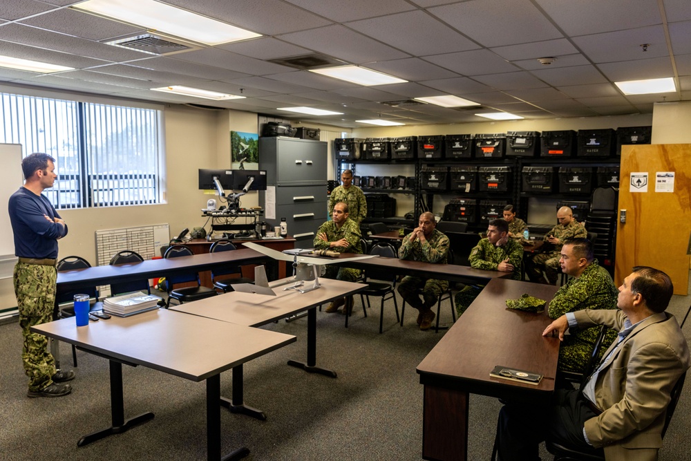 A Colombian marine corps delegation visits the Naval Small Craft Instruction and Technical Training School