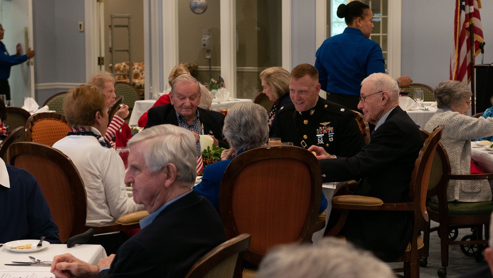 Headquarters &amp; Headquarters Squadron Commanding Officer speaks at Veterans Day Luncheon