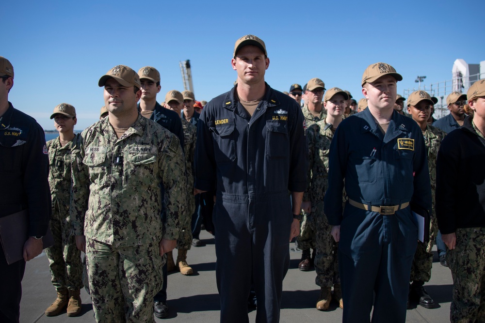 Commanding Officer of the USS Tripoli Addresses the Ships Crew