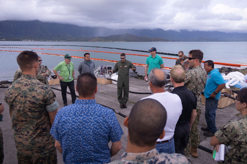 Defueling Operations are conducted on downed U.S. Navy P-8A Poseidon