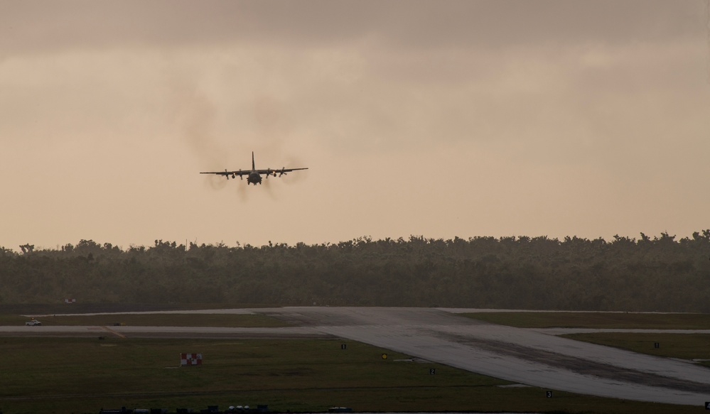 A Republic of Korea Air Force C-130H Hercules arrives at Andersen AFB