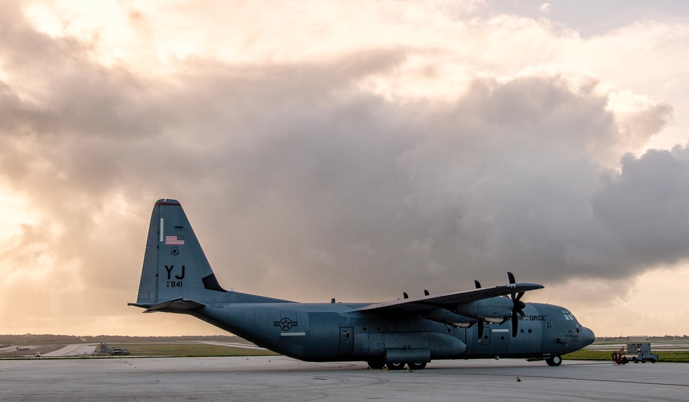 A Republic of Korea Air Force C-130H Hercules arrives at Andersen AFB