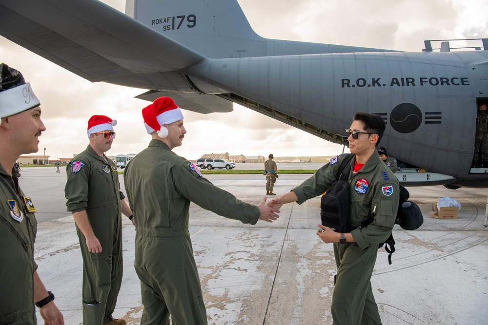 A Republic of Korea Air Force C-130H Hercules arrives at Andersen AFB