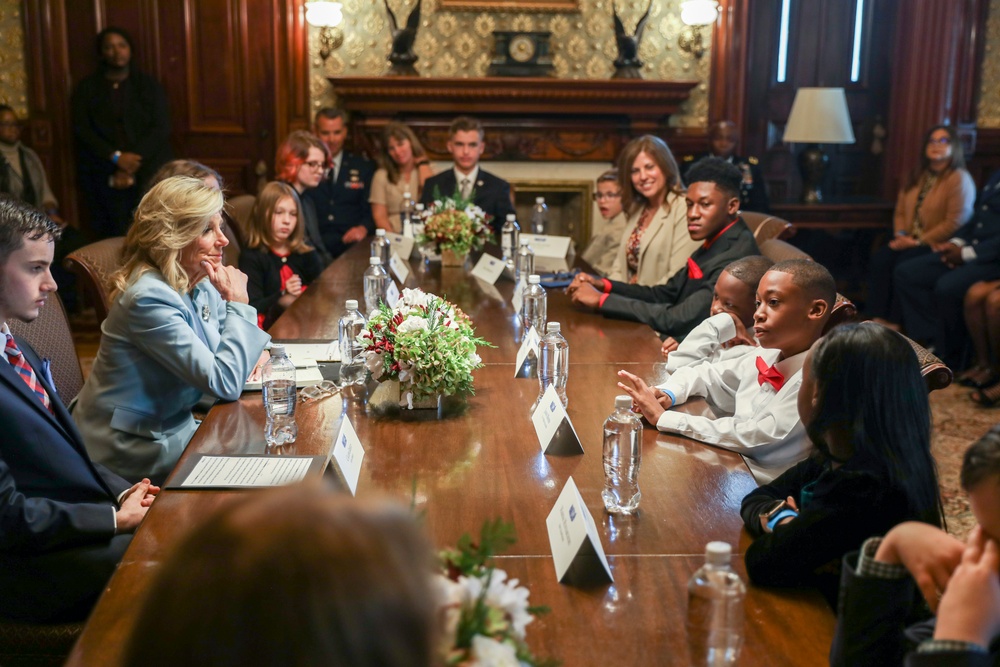 First Lady Jill Biden welcomes National Guard families to the White House