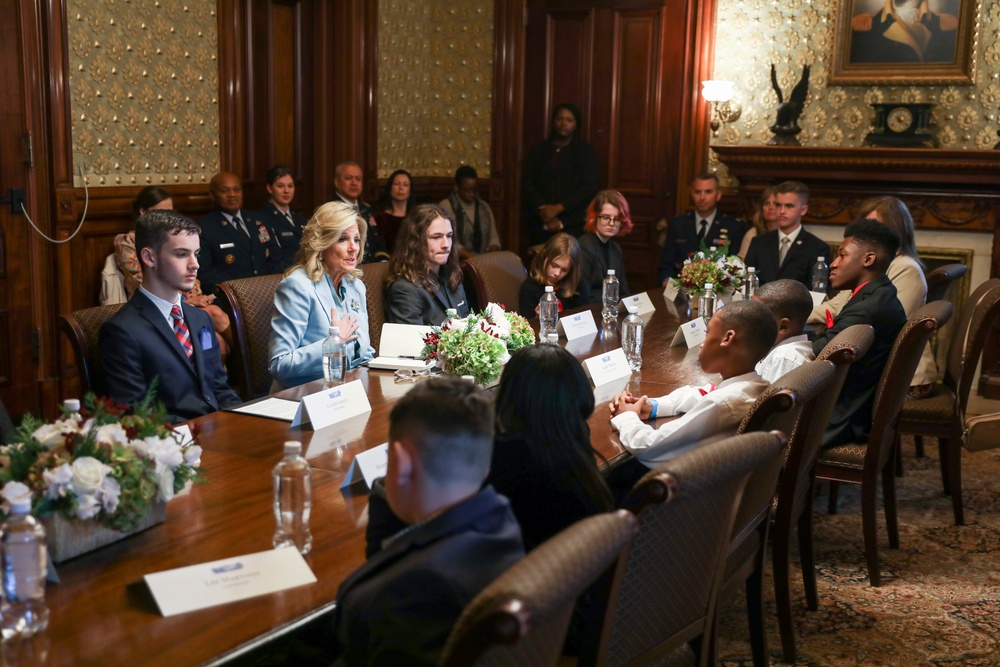 First Lady Jill Biden welcomes National Guard families to the White House