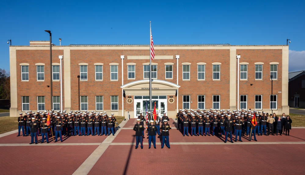 U.S. Marines with Marine Corps Embassy Security Group pose for a group photo