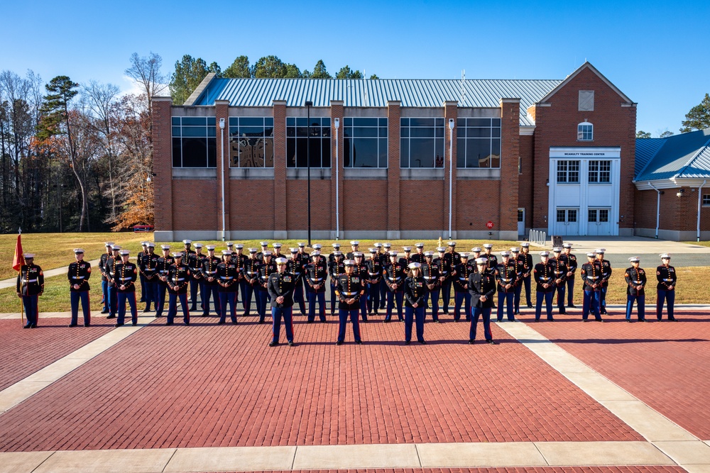 U.S. Marines with Marine Corps Embassy Security Group pose for a group photo