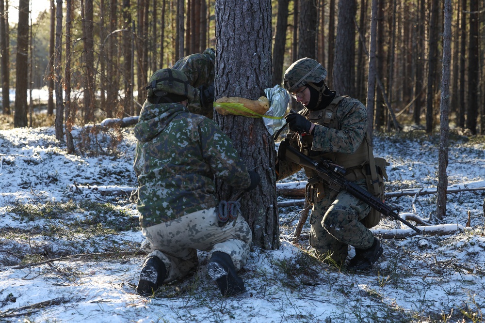 U.S. Marines and Finnish Nylands Brigade Conduct Demolition Range