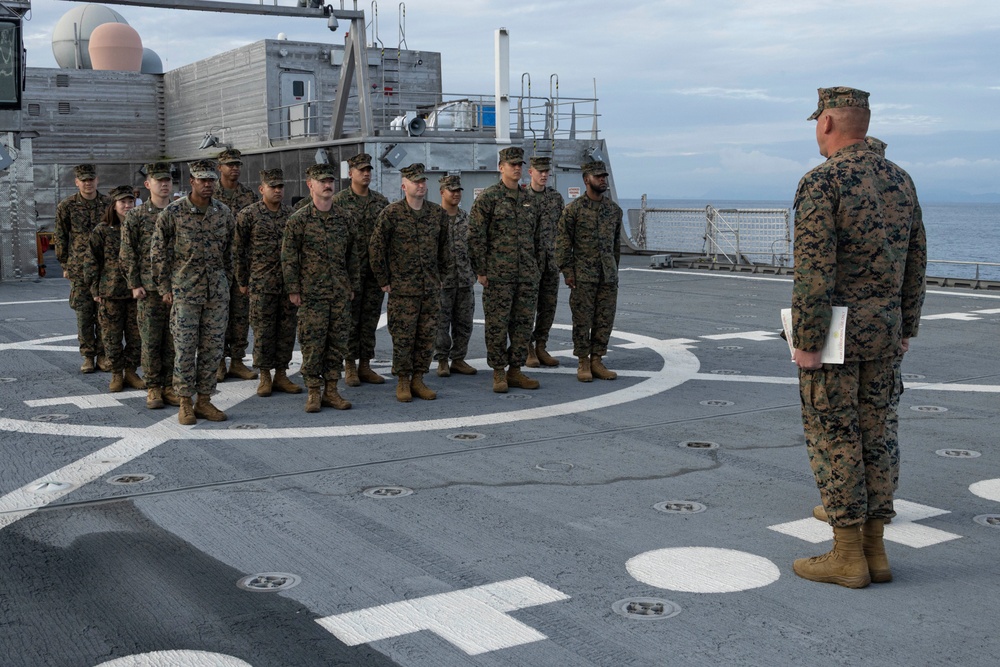 MRF-SEA Marines conduct promotion ceremony for 2nd Lt. Dominic Archuleta