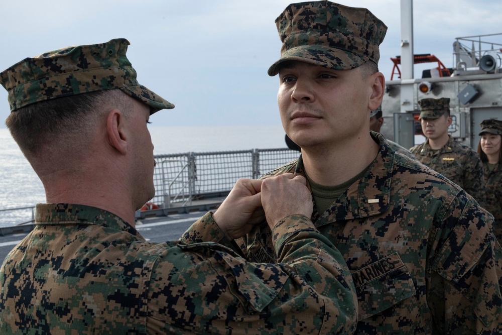 MRF-SEA Marines conduct promotion ceremony for 2nd Lt. Dominic Archuleta