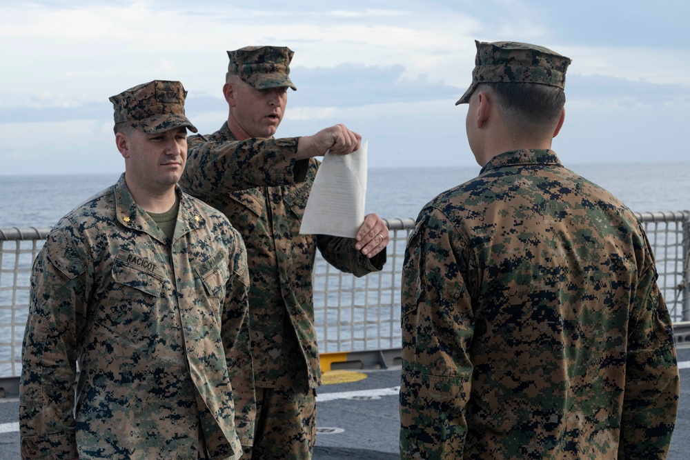 MRF-SEA Marines conduct promotion ceremony for 2nd Lt. Dominic Archuleta