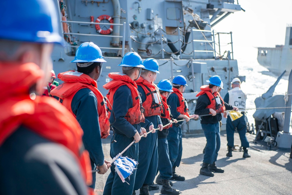 USS Kidd (DDG 100) Performs Replenishment-at-Sea With USNS Charles Drew (T-AKE 10)