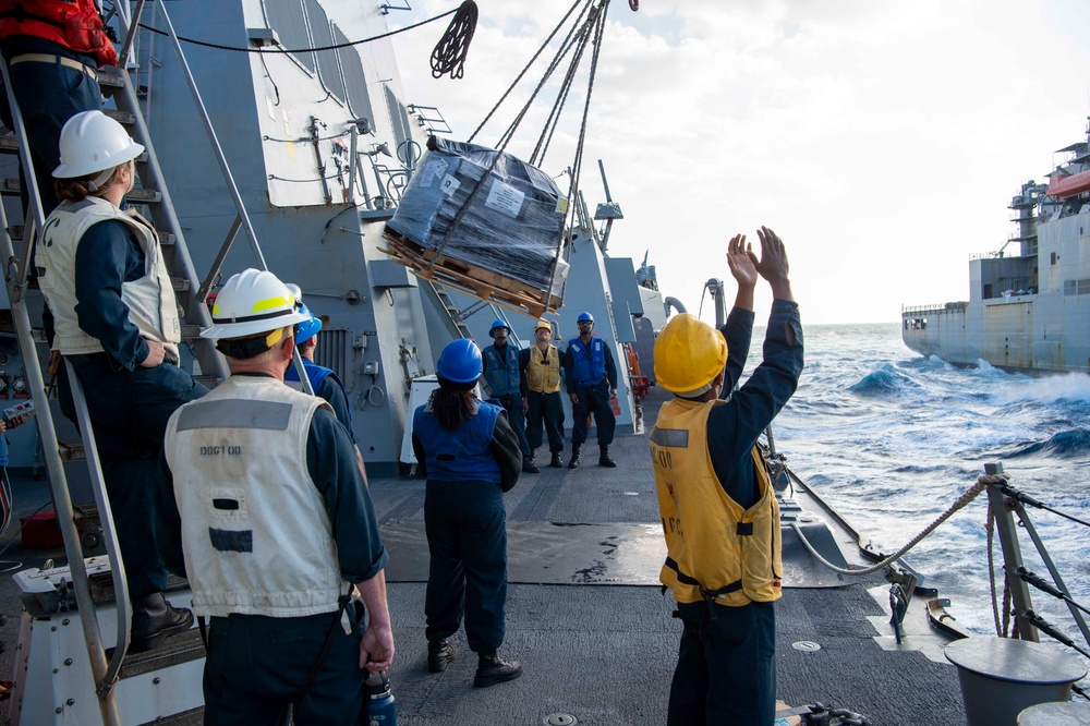 USS Kidd (DDG 100) Performs Replenishment-at-Sea With USNS Charles Drew (T-AKE 10)