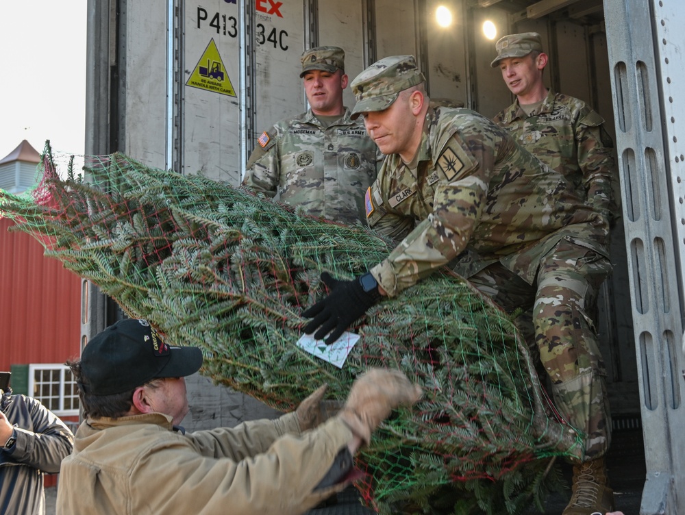 NY National Guard Soldiers Volunteer to Load Trees for Troops