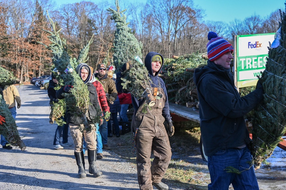 NY National Guard Soldiers Volunteer to Load Trees for Troops