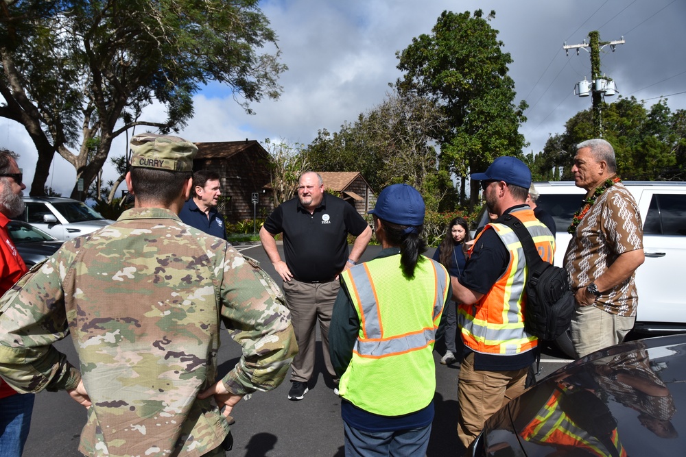 Maui Mayor and FEMA Region Administrator tour Kula HI debris removal work