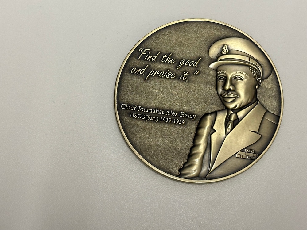 Photo of Alex Haley challenge coin