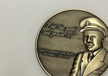Photo of Alex Haley challenge coin