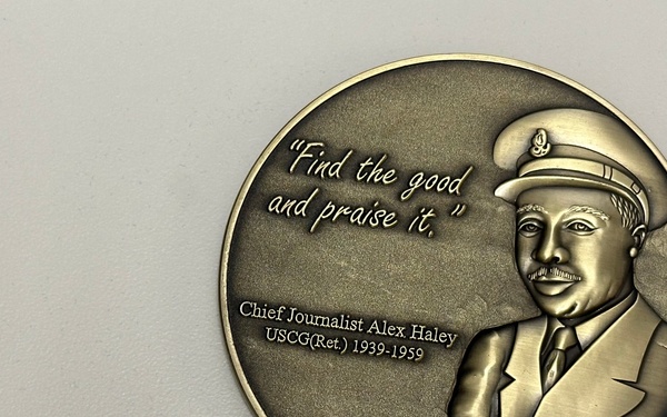 Photo of Alex Haley challenge coin