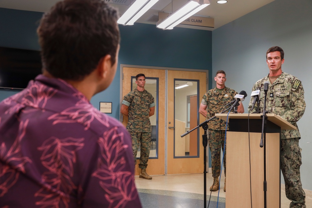 U.S. Navy and Marine Corps Hold Press Conference for Downed P-8A Poseidon in KaneoheBay.