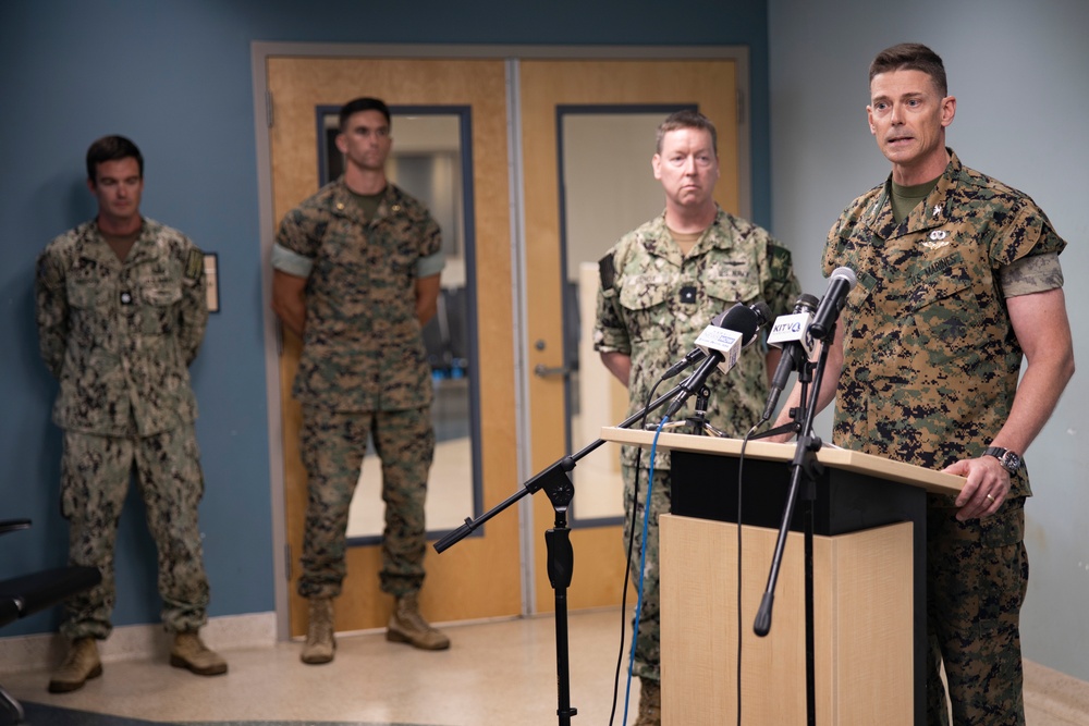 U.S. Navy and Marine Corps Hold Press Conference for Downed P-8A Poseidon in KaneoheBay.