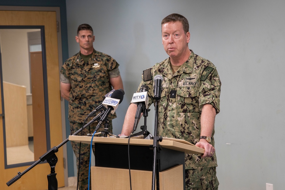 U.S. Navy and Marine Corps Hold Press Conference for Downed P-8A Poseidon in KaneoheBay.