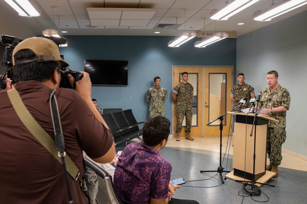 U.S. Navy and Marine Corps Hold Press Conference for Downed P-8A Poseidon in KaneoheBay.