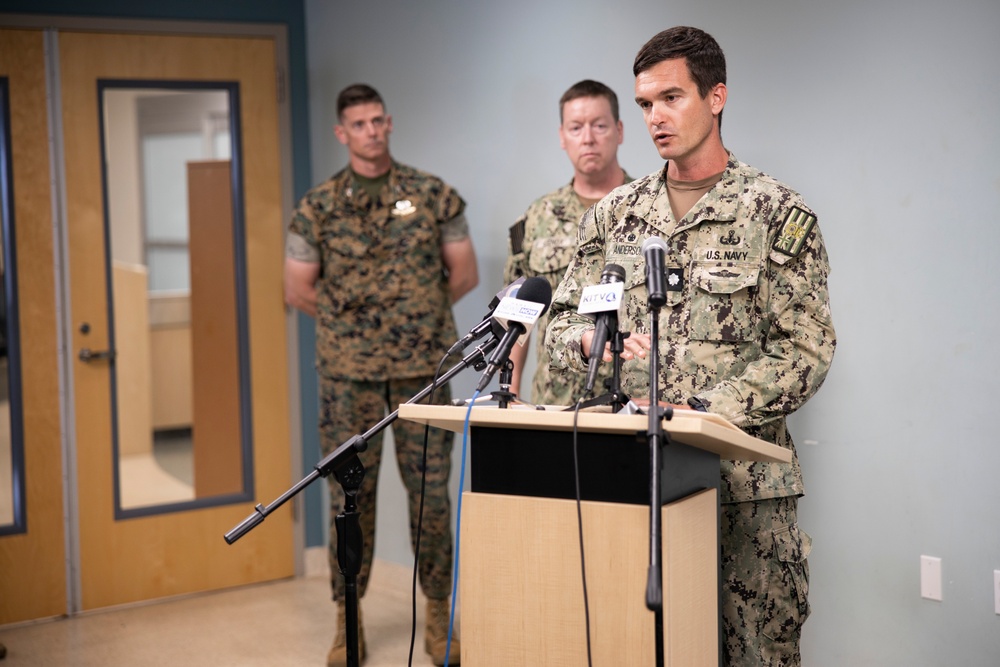 U.S. Navy and Marine Corps Hold Press Conference for Downed P-8A Poseidon in KaneoheBay.