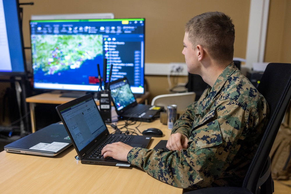Marines with Combat Logistics Battalion 6 Conduct Command Operations Center Operations