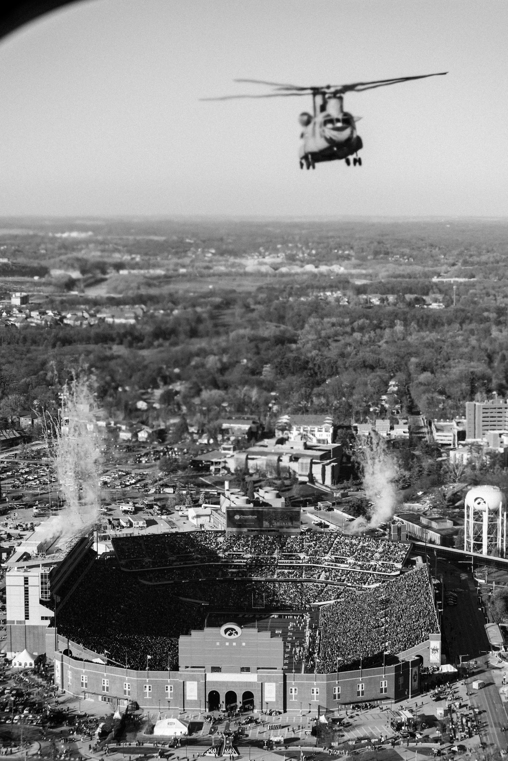 Iowa National Guard flies over Kinnick Stadium