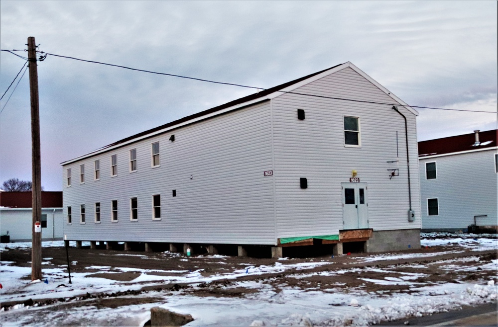 Contractors finish moving World War II-era barracks buildings to new foundations at Fort McCoy