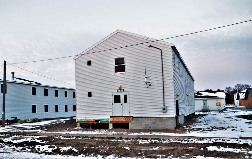 Contractors finish moving World War II-era barracks buildings to new foundations at Fort McCoy